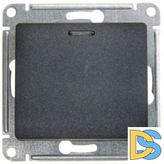 Выключатель 1-клавишный, с подсветкой, Антрацит, серия Glossa, Schneider Electric