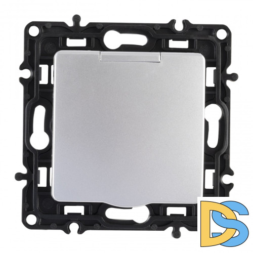 Розетка с заземлением, шторками и защитной крышкой Arte Milano 217.41-1.silver