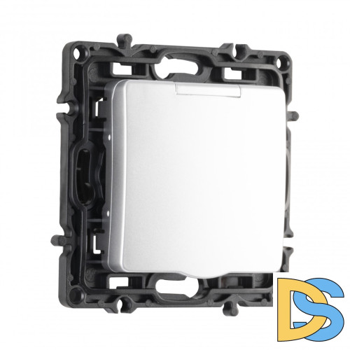 Розетка с заземлением, шторками и защитной крышкой Arte Milano 217.41-1.silver