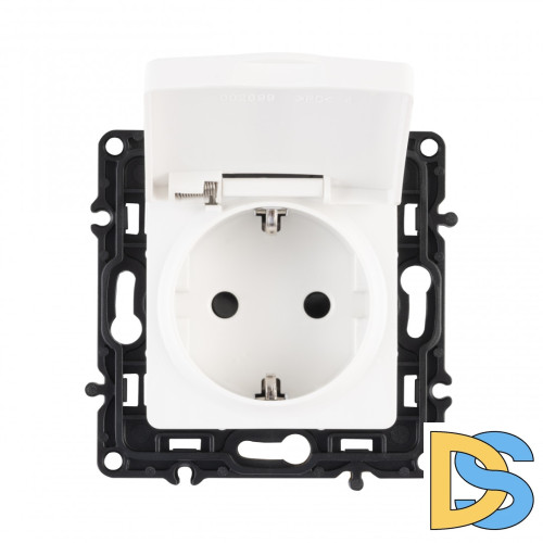 Розетка с заземлением, шторками и защитной крышкой Arte Milano 217.41-1.white