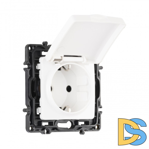 Розетка с заземлением, шторками и защитной крышкой Arte Milano 217.41-1.white