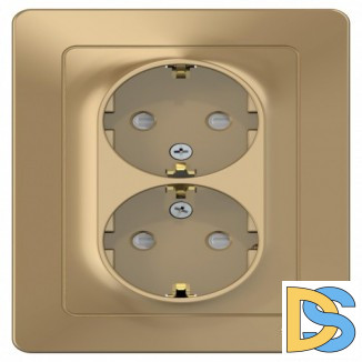 Розетка 2-ая электрическая с заземлением с защитными шторками, Титан, серия Blanca, Schne