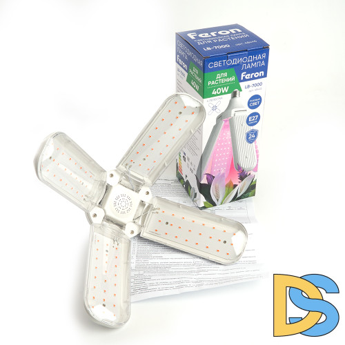 Лампа светодиодная 4-х лепестковая Feron LB-7000 E27 40W красно-синий спектр 48445