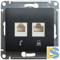 Розетка компьютерная 2-ая кат.5е, RJ-45 (интернет), Антрацит, серия Glossa, Schneider Electric