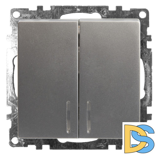 Выключатель 2-клавишный c индикатором Stekker Катрин 39579