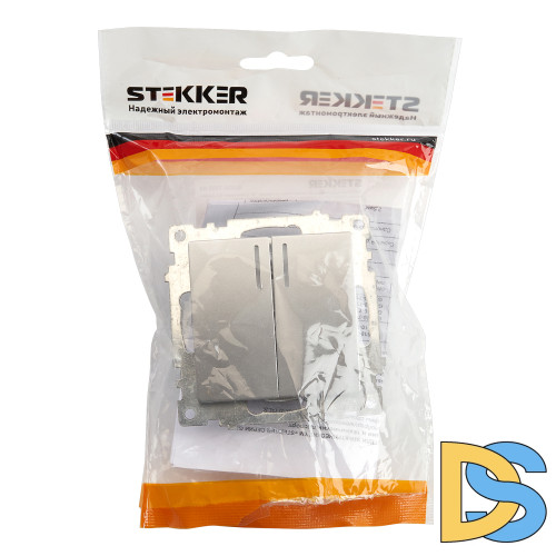 Выключатель 2-клавишный c индикатором Stekker Катрин 39579