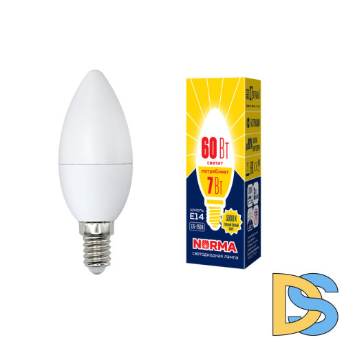 Лампа светодиодная (UL-00003796) Volpe E14 7W 3000K матовая LED-C37-7W/WW/E14/FR/NR