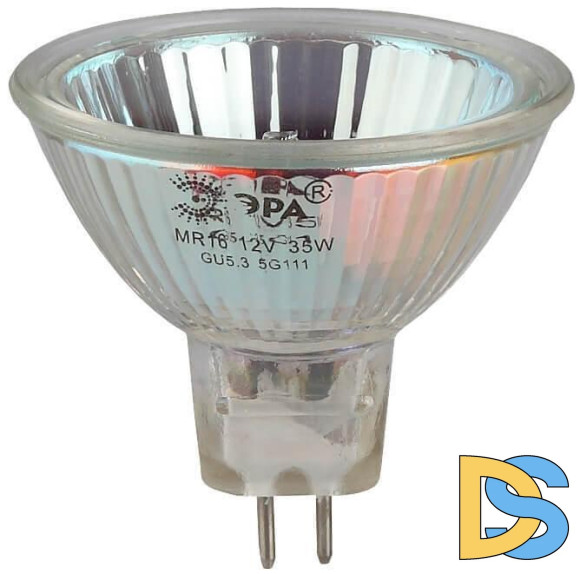 Лампа галогенная ЭРА GU5.3 50W 2700K прозрачная GU5.3-JCDR (MR16) -50W-230V-CL C0027365