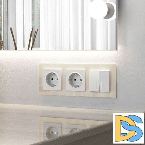 Выключатель двухклавишный Werkel проходной с подсветкой (белый матовый) W1122161