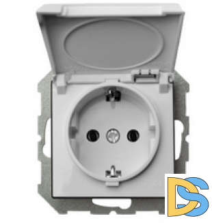 Розетка с заземлением,с крышкой Epsilon белый