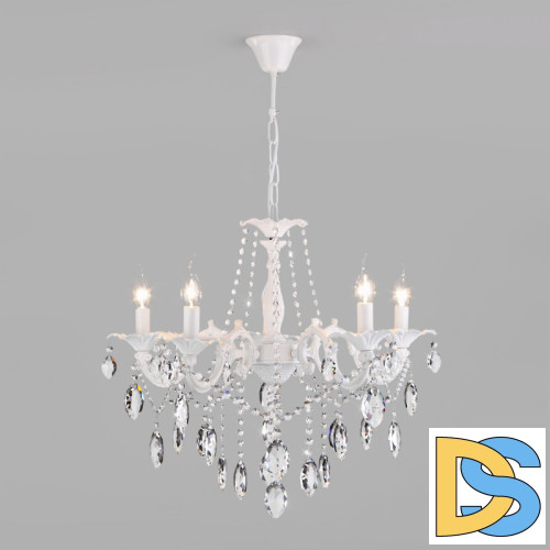 Подвесная люстра Eurosvet 10108/5 белый/прозрачный хрусталь Strotskis