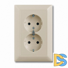 Розетка ABB Basic 55 заземление, 2-ная (слоновая кость)