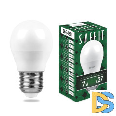 Лампа светодиодная Saffit SBG4507 шар E27 7W 4000K 55037