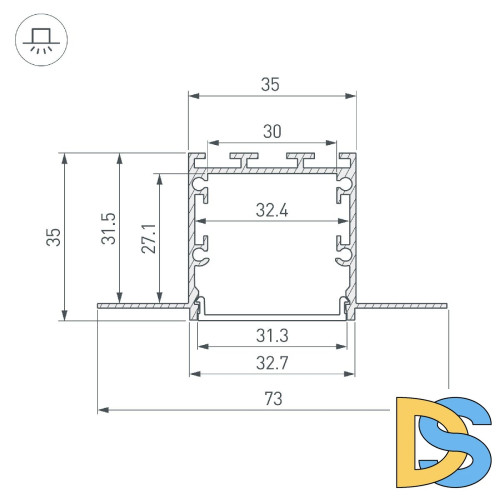 Алюминиевый профиль Arlight LINIA32-FANTOM-2000 ANOD 049950