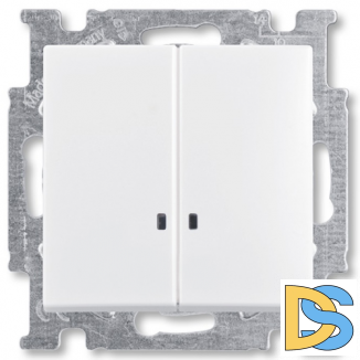 Выключатель ABB Basic 55 2-клавишный, подсветка (белый)