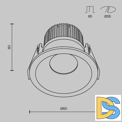 Встраиваемый светильник Maytoni Zoom DL034-01-06W3K-B