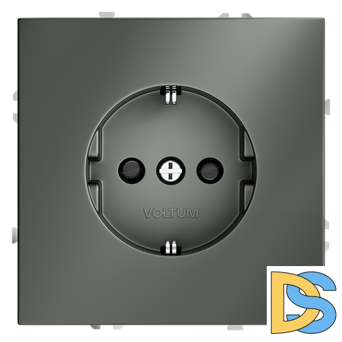 Розетка встраиваемая VOLTUM S70 с заземлением и защитными шторками, 16А, (титан)