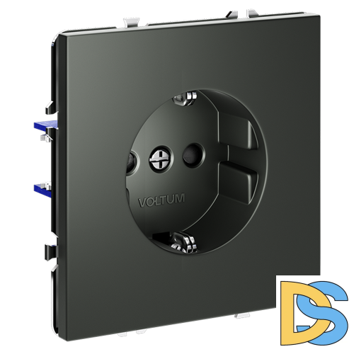 Розетка встраиваемая VOLTUM S70 с заземлением и защитными шторками, 16А, (титан)