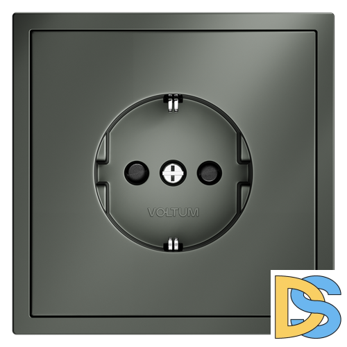 Розетка встраиваемая VOLTUM S70 с заземлением и защитными шторками, 16А, (титан)