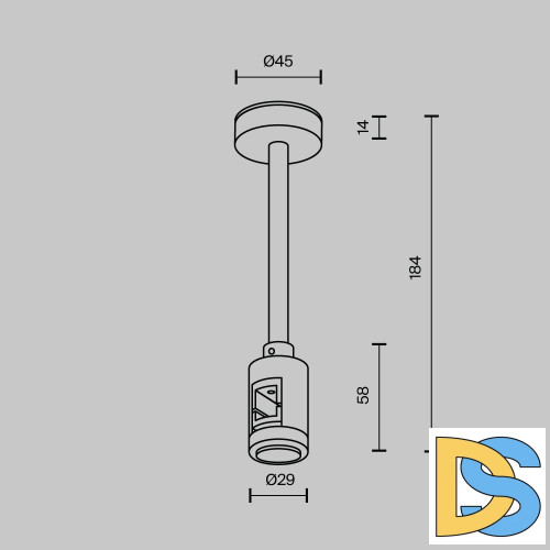 Крепление потолочное Short одинарное Maytoni Flarity TRA156C-SL1-B