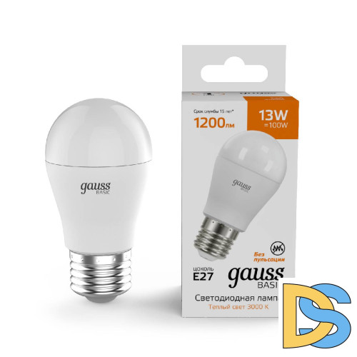 Лампа светодиодная Gauss Basic E27 13W 3000K 10502132