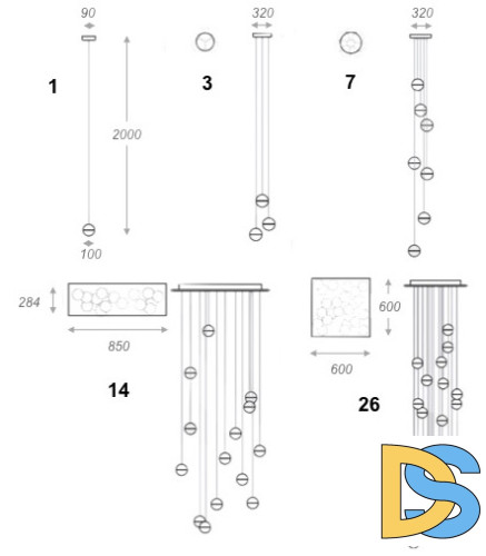 Подвесной светильник ImperiumLoft Bocci 14.1 single bubbles 85101-22