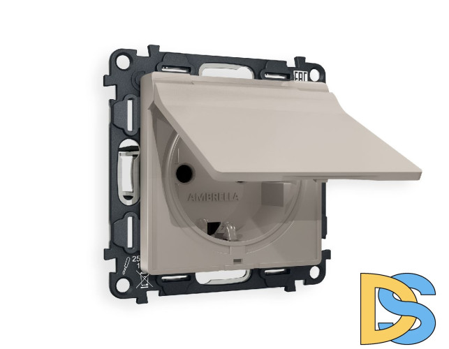 Комплект механизма розетки с/з со шторками и крышкой Ambrella Volt Alfa MA368010