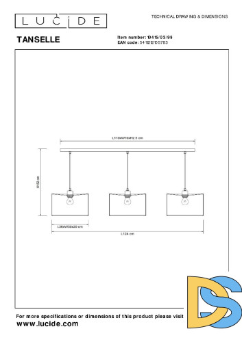 Подвесной светильник Lucide Tanselle 10415/03/99