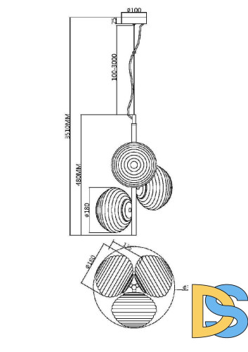 Подвесной светильник Maytoni Reels MOD268PL-03G
