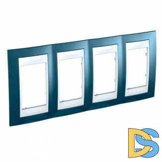 Рамка 4-ая (четверная), Голубой лед/Белый, серия Unica, Schneider Electric