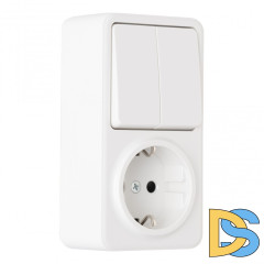 Розетка с заземлением и шторками + выключатель двухклавишный Arte Milano 310.53-1.white