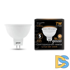 Лампа светодиодная Gauss GU5,3 7W 2700K прозрачная 101505107