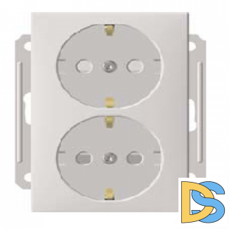 Розетка 2-ая электрическая с заземлением с защитными шторками, Белый, серия Wessen 59, Schneider Electric