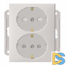 Розетка 2-ая электрическая с заземлением с защитными шторками, Белый, серия Wessen 59, Schneider Electric