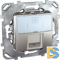 Розетка компьютерная 1-ая кат.5е, RJ-45 (интернет), Алюминий, серия UNICA TOP/CLASS, Schneider Electric