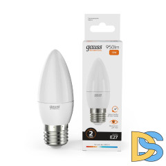 Лампа светодиодная Gauss E27 12W 3000K свеча матовая 30212