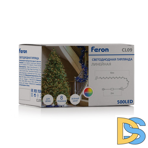 Светодиодная гирлянда Feron CL09 230В 30Вт мультиколор 10м IP20 48179