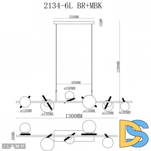 Подвесная люстра iLamp Golden 2134-6L BR+MBK