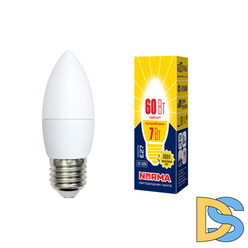 Лампа светодиодная (UL-00003799) Volpe E27 7W 3000K матовая LED-C37-7W/WW/E27/FR/NR