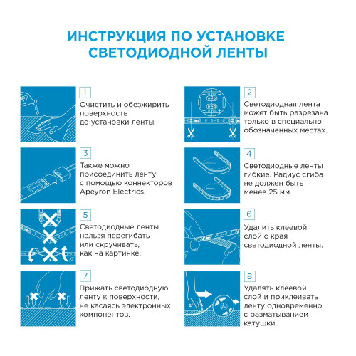 Светодиодная лента Apeyron 12В СТ 14,4Вт/м smd5050 60д/м IP20 700Лм/м 5м 3000К 16BL