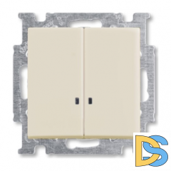 Выключатель ABB Basic 55 2-клавишный, подсветка (слоновая кость)