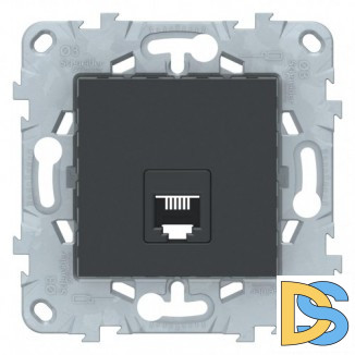 Розетка телефонная 1-ая 4 контакта, RJ-11, Антрацит, серия Unica New, Schneider Electric