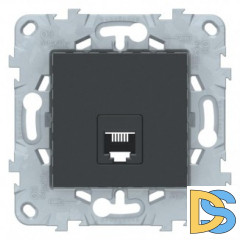 Розетка телефонная 1-ая 4 контакта, RJ-11, Антрацит, серия Unica New, Schneider Electric
