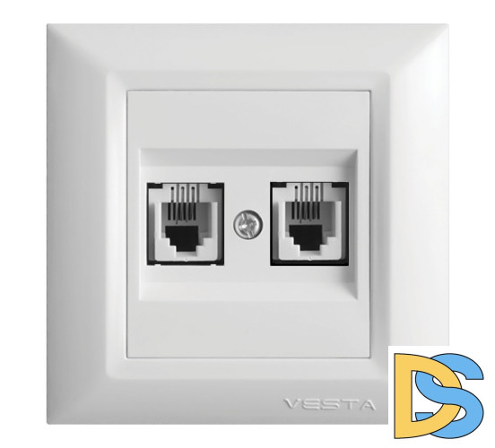Интернет розетка для компьютерного кабеля LAN двойная белая Vesta-Electric Roma White