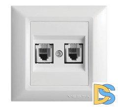 Интернет розетка для компьютерного кабеля LAN двойная белая Vesta-Electric Roma White