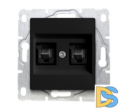 Розетка для телефонного кабеля двойная без рамки черная Vesta-Electric Black