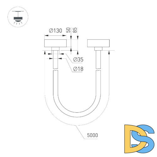 Подвесной светильник Arlight SP-TROPIC-SURFACE-R18-L5000-58W Day4000 (GD, 360 deg, 230V) 043398