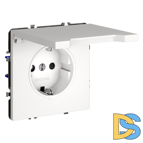 Розетка встраиваемая VOLTUM S70 с заземлением, защитными шторками и крышкой 16А, (белый матовый)