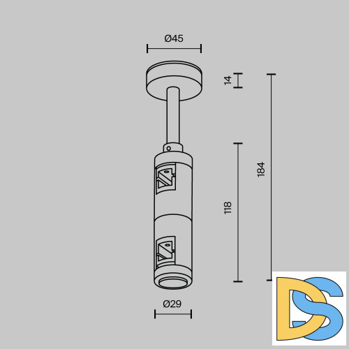 Крепление потолочное Short двойное Maytoni Flarity TRA156C-D1-BS