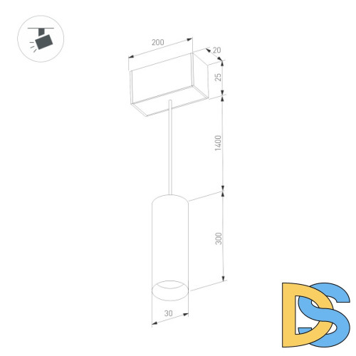 Трековый светильник для магнитного шинопровода Arlight Mag-Spot-Hang-25-R30-5W Day4000 034245